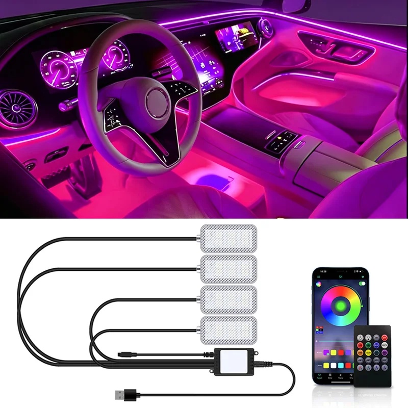 네온 LED 차량용 실내 엠비언트 풋 스트립 조명, 후 - Led Ambient Interior Car Lights App Control 리뷰 및 가격