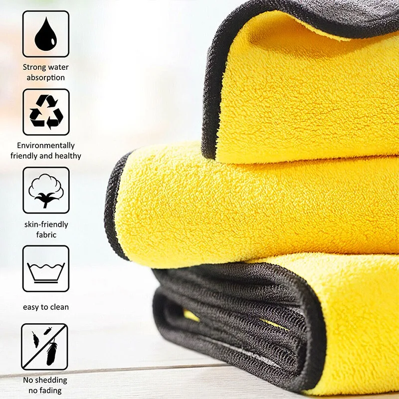 두꺼운 극세사 천, 이중 레이어 세차 건조 타월, 초흡 - Microfiber Car Drying Towel Super Absorbent 리뷰 및 가격